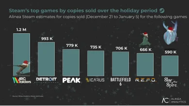 The Steam games that sold the most copies over the holidays