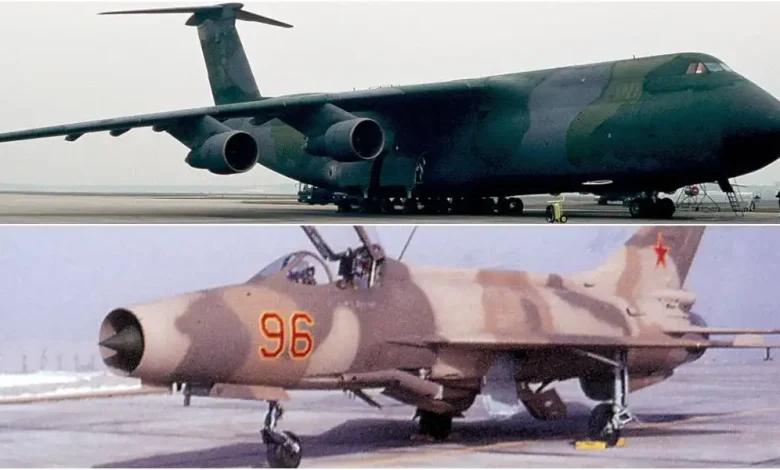 The USAF C-5 that landed at Beijing, loaded 4 new F-7s for Constant Peg and flew them to Tonopah Test Range...