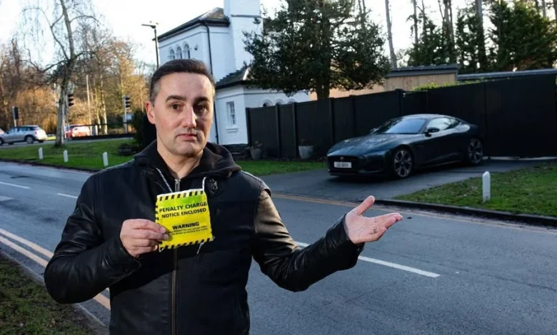 This is David. He's been left fuming and said he will fight the council after receiving a £35 parking fine for leaving his car outside his own home 🚗 David was hit with the charge after parking his Jaguar F-Type on the six metre stretch of tarmac outside the gate of