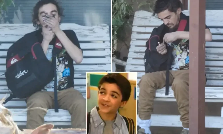 Tragic ex-Nickelodeon child star Tylor Chase seen smoking pipe, sleeping behind plank of wood on mom’s porch