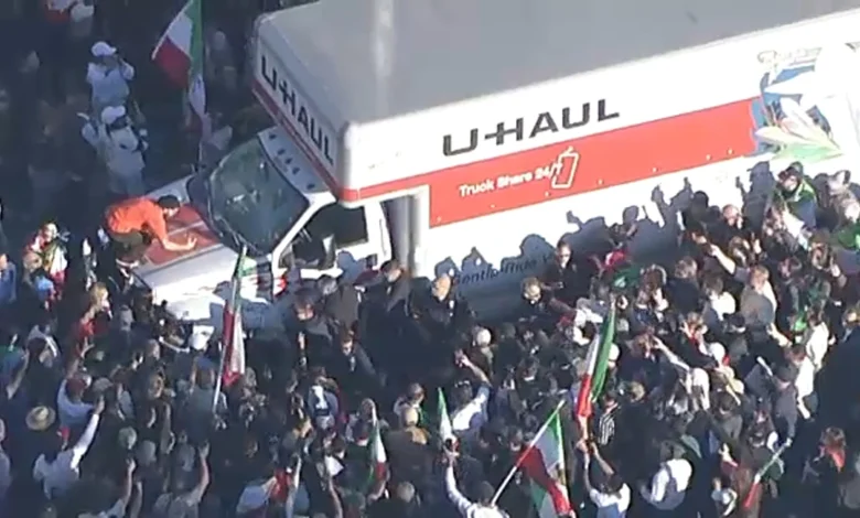 U-Haul drives into crowd during anti-Iranian regime rally in Westwood, LAPD says