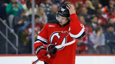 Uh, oh: Devils’ Jack Hughes exits game with injury