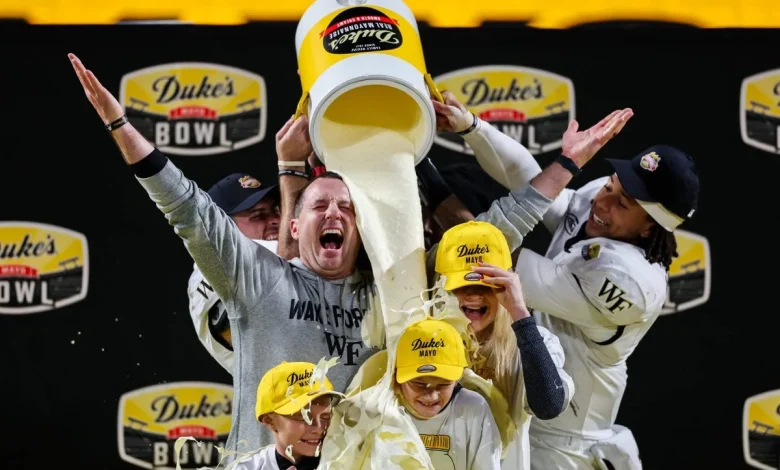 Wake Forest’s Jake Dickert welcomes Duke’s mayo bath as MSU suffers in bowl loss