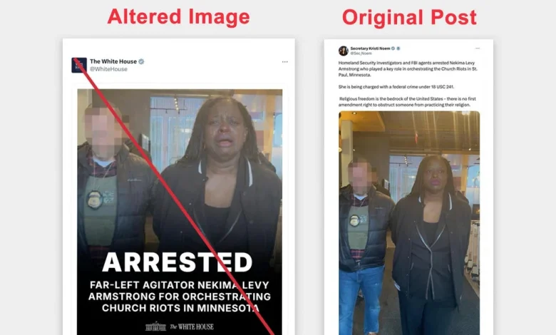 White House posts an altered photo of Minnesota protester's arrest to make it look like she was crying
