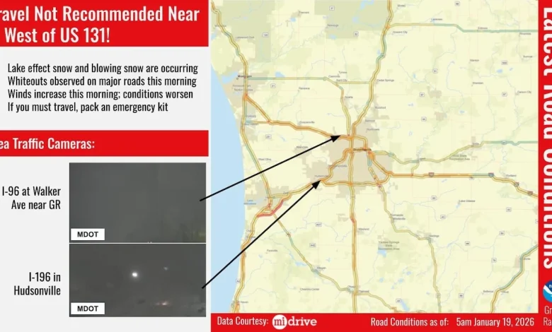 Whiteout conditions reported across Michigan, dangerous travel through Tuesday