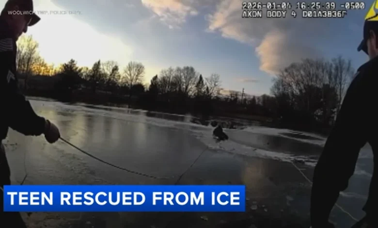 Woolwich Township police rescue freezing teen after he falls through ice on pond