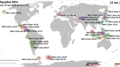 World Earthquake Report for Monday, 12 January 2026