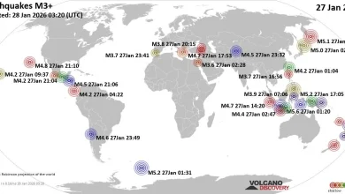 World Earthquake Report for Tuesday, 27 January 2026