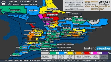 ‘Snow Day’ Forecast: Chance of School Bus Cancellations Return to Southern Ontario’s Snowbelt on Tuesday With Snow Squall Risk