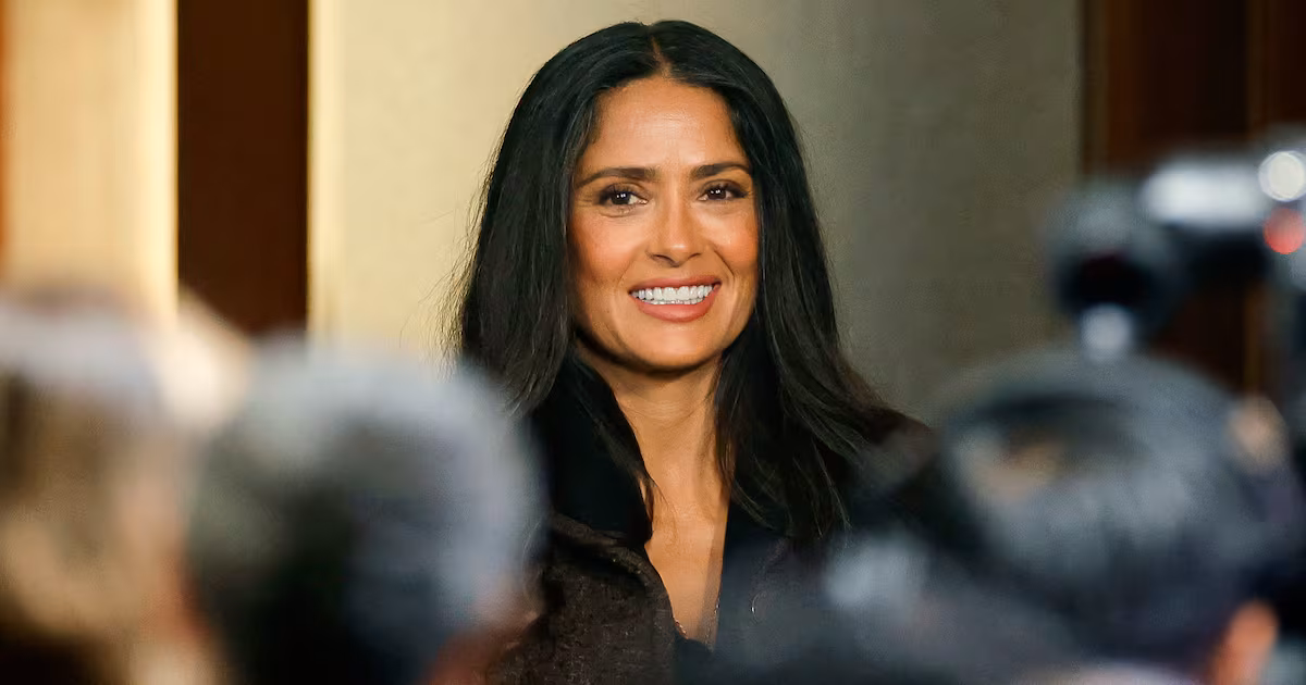 Actress Salma Hayek Puts Her Gray Roots on Display at Press Event With Claudia Sheinbaum