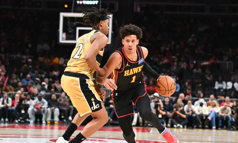 All-Star Jalen Johnson leaves game early with hip injury