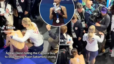 Amber Glenn shields crying figure skater from cameraman at Olympics