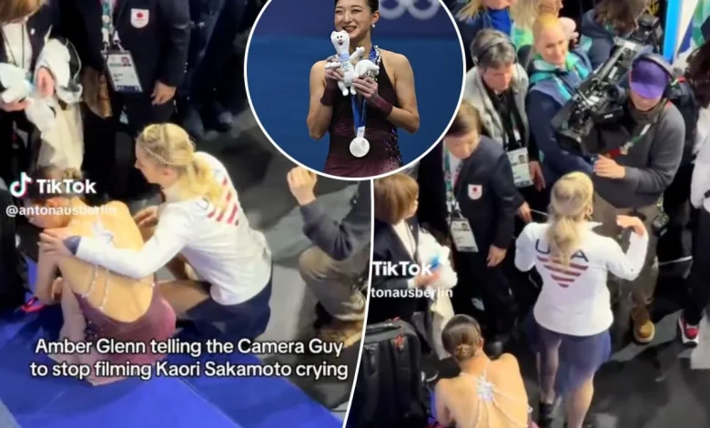 Amber Glenn shields crying figure skater from cameraman at Olympics