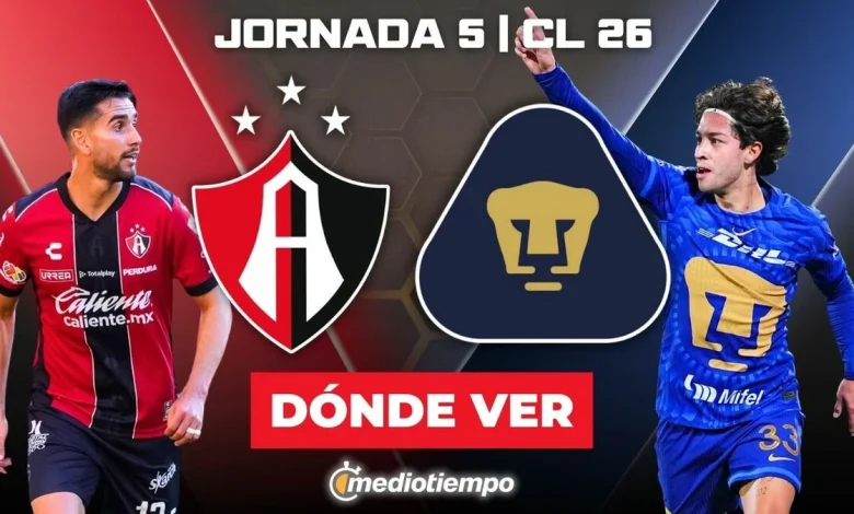 Atlas vs Pumas EN VIVO: A qué hora y dónde VER partido J5 Liga MX 2026