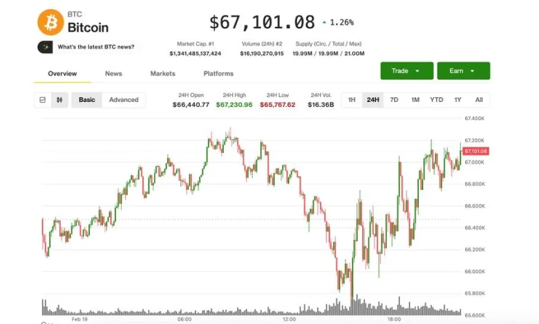 BTC steadies at $67,000 as traders pay for crash protection