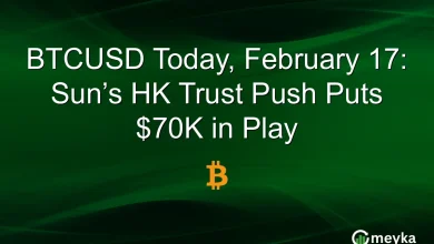 BTCUSD Today, February 17: Sun’s HK Trust Push Puts $70K in Play