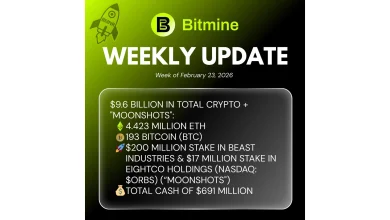 Bitmine Immersion Technologies (BMNR) Announces ETH Holdings Reach 4.423 Million Tokens, and Total Crypto and Total Cash Holdings of $9.6 Billion