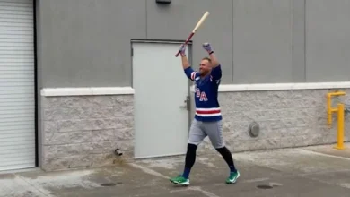Blue Jays’ George Springer celebrates Team USA’s gold medal at Spring Training