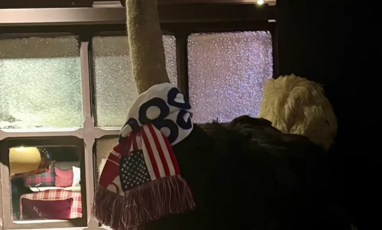 Brian Boitano and ostrich star at Starbucks Winter House at Olympics