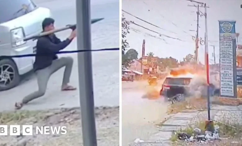 CCTV captures moment mayor's car is hit by rocket in Philippines