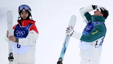 Cooper Woods wins men’s freeski moguls gold, denying Mikaël Kingsbury via tiebreak