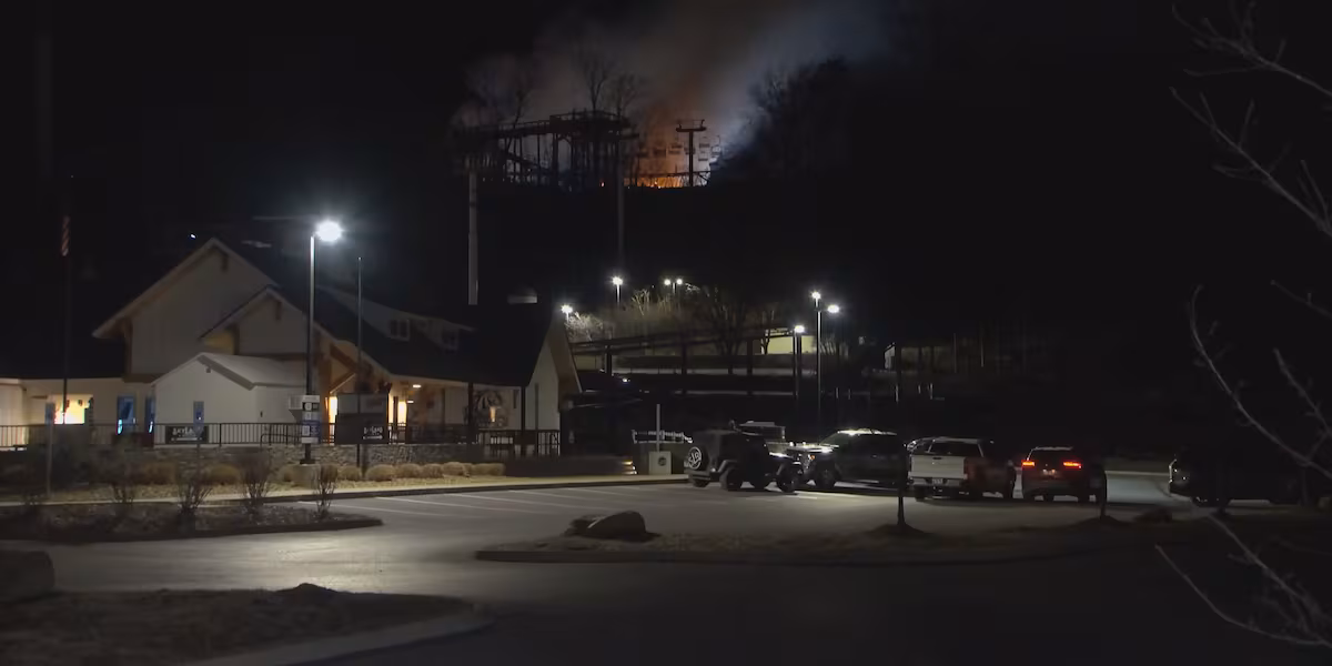 Crews responding to a commercial fire at Skyland Ranch in Sevierville