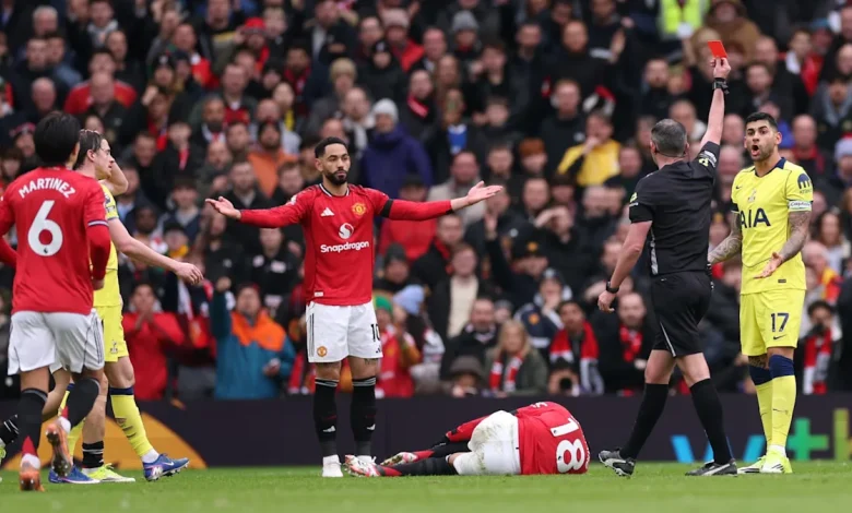 Cristian Romero shown straight red card for Spurs vs Manchester United: Which games will he miss?