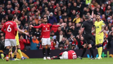 Cristian Romero shown straight red card for Spurs vs Manchester United: Which games will he miss?