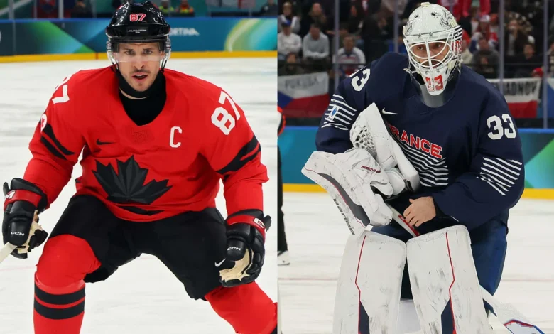 Crosby gifts Team France goalie stick after matchup at 2026 Olympics