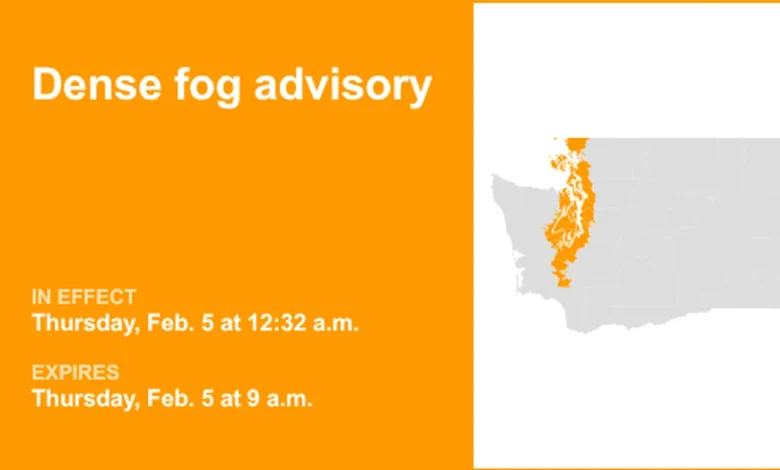 Dense fog advisory issued for Puget Sound region until Thursday morning