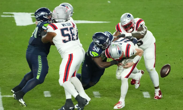 Derick Hall strip sacks Drake Maye for crucial Super Bowl 60 turnover: Watch