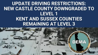 Driving Restrictions Update: New Castle County Downgraded to Level 1, Kent and Sussex Counties Remaining at Level 3