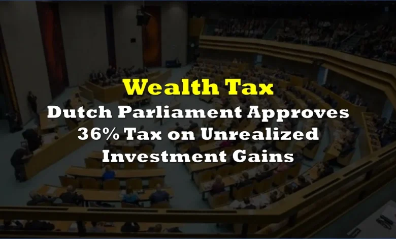 Dutch Parliament Approves 36% Tax on Unrealized Investment Gains