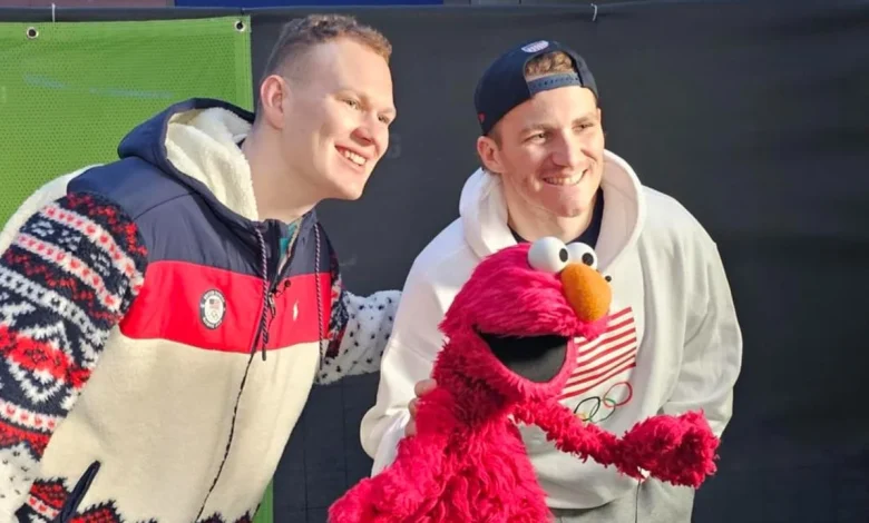 Elmo interviews Tkachuk brothers at 2026 Olympics