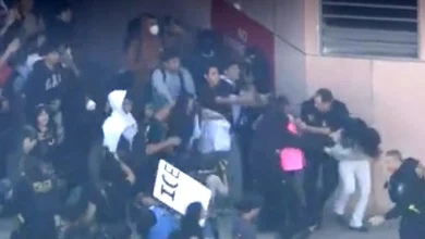 Federal agent injured in clash with protesters in downtown L.A. during student walkout - Los Angeles Times