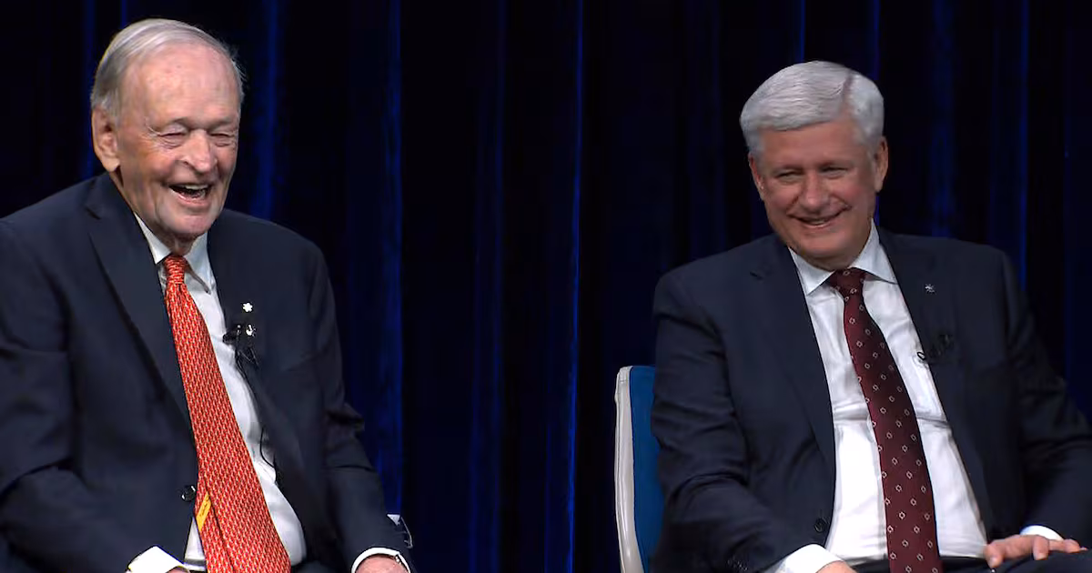 Former PM Harper says he did not sign Alberta separation petition in sit-down chat with Chretien