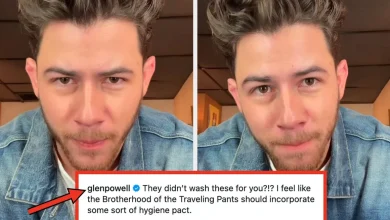 Glen Powell Reacts To Nick Jonas' Borrowed Pants Find