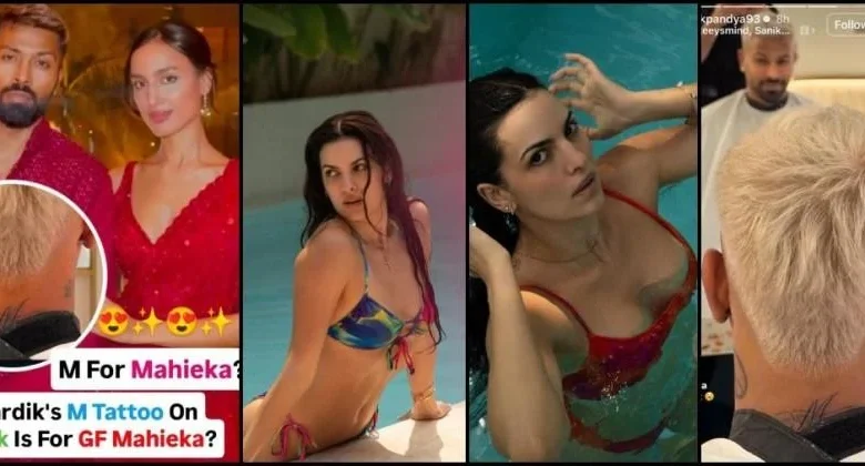 Hardik Pandya tattoos Mahieka Sharma's initial on back of his neck; ex-wife Natasa shares swimsuit photos