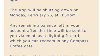 Heads Up: Compass Coffee App “will be shutting down on Monday”