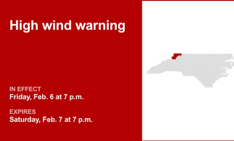 High wind warning affecting NC High Country until Saturday evening, says the NWS