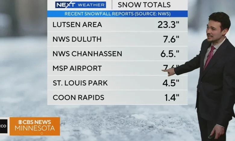 Hovland sees 34 inches of snow in Minnesota storm. See the latest totals in your area.