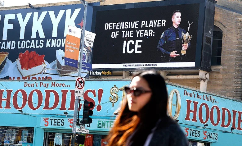 ICE support billboard appears in San Francisco ahead of Super Bowl LX