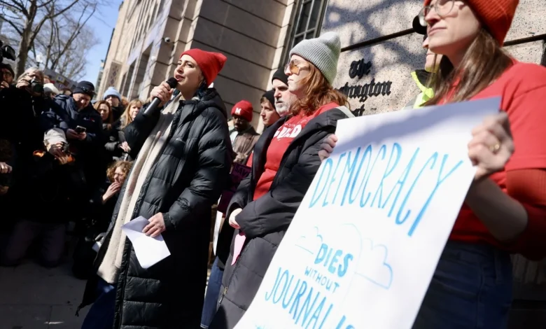 In the wake of mass layoffs, hundreds rally to support The Washington Post - WAMU