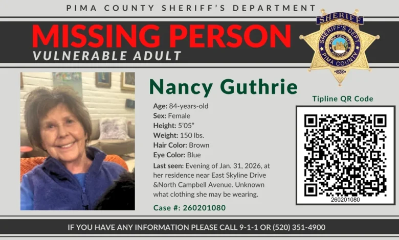 Investigators believe Nancy Guthrie was abducted from home