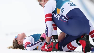 Jessie Diggins collapses in pain after securing bronze in Winter Olympics