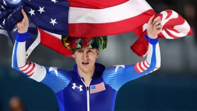 Jordan Stolz wins gold in men’s 500-meter speedskating with another Olympic record