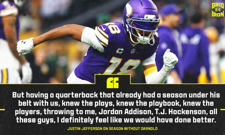 Justin Jefferson Gives Honest Sam Darnold Take After Vikings QB Struggles with J.J. McCarthy, Wentz