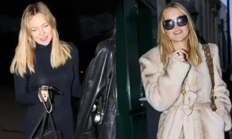 Kate Hudson Dazzles in Sheer Dress and Luxe Faux-Fur Coat in Paris