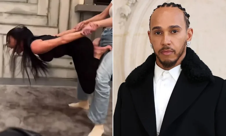 Kim Kardashian Appears to Be Cheered on by Lewis Hamilton as She Attempts 'Titanic Challenge' with Sisters Khloé and Kylie