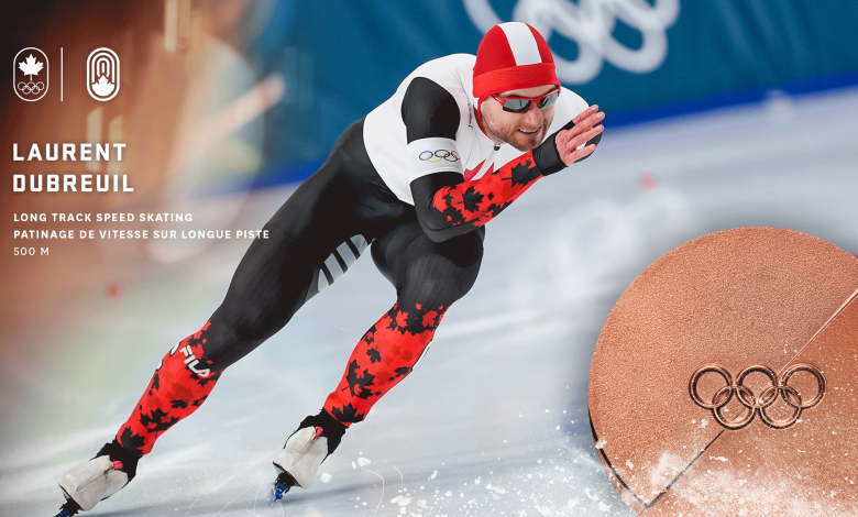 Laurent Dubreuil remporte la médaille de bronze au 500 m en patinage de vitesse sur longue piste